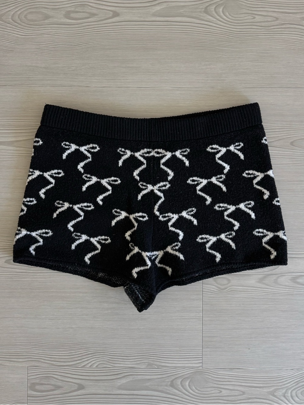 wild fable Black Knit Shorts with White Bows - Balletcore